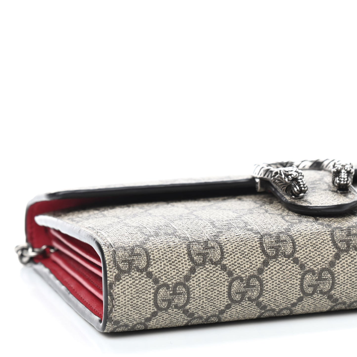 GG Supreme Monogram Mini Dionysus Chain Wallet Beige Vulcanic Red