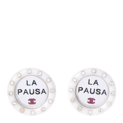 Chanel Resin Crystal La Pausa Stud Earrings White 1 of 5