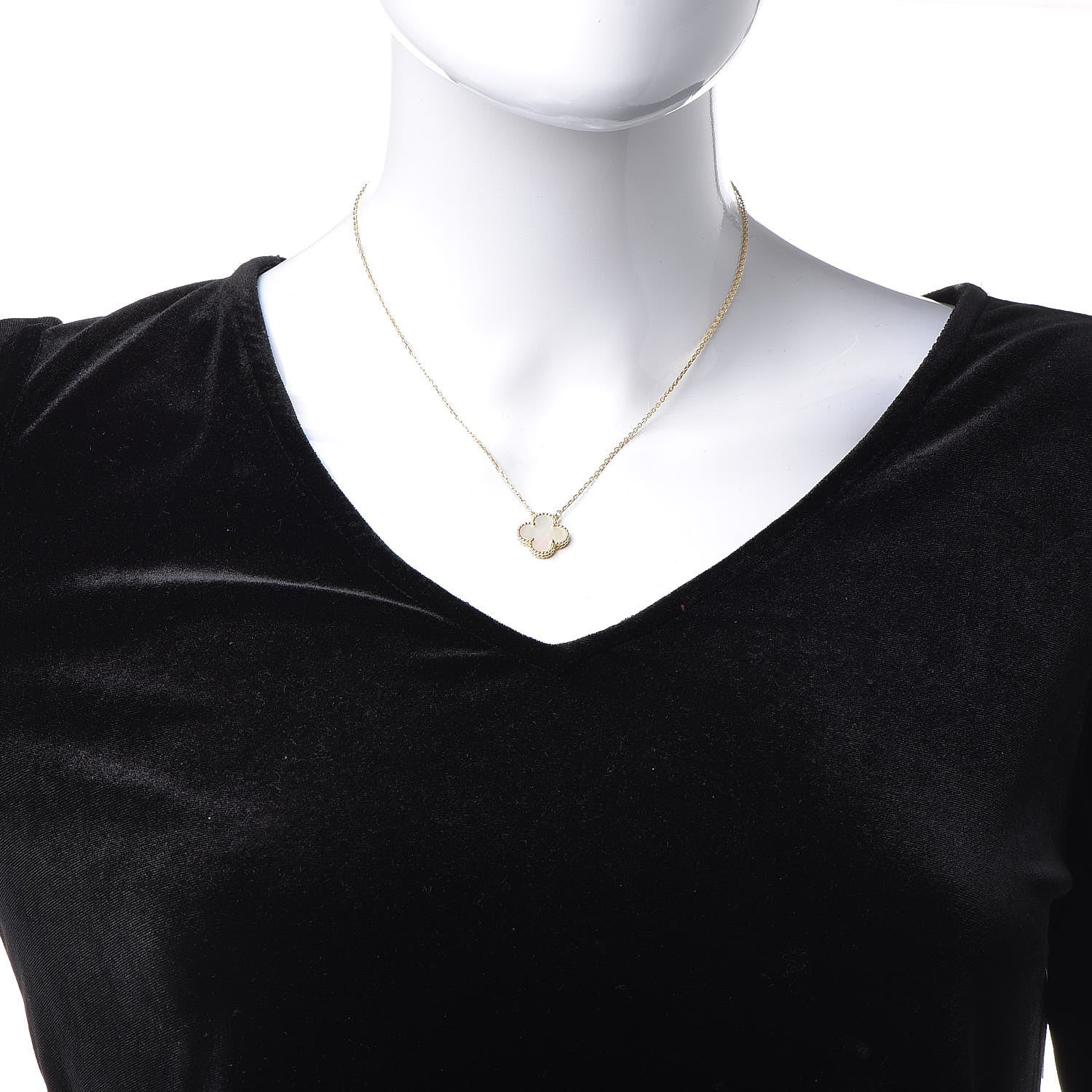 Van Cleef & Arpels 18K Yellow Gold Mother of Pearl Vintage Alhambra Pendant Necklace 2 of 6