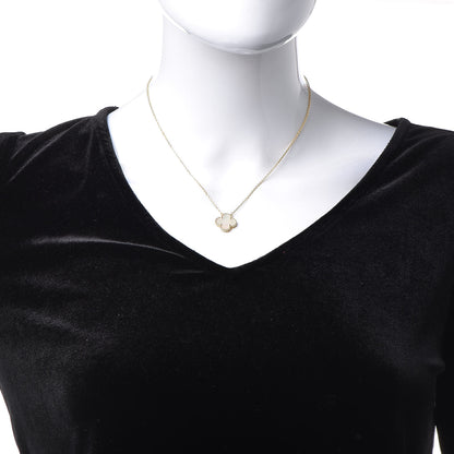 Van Cleef & Arpels 18K Yellow Gold Mother of Pearl Vintage Alhambra Pendant Necklace 2 of 6