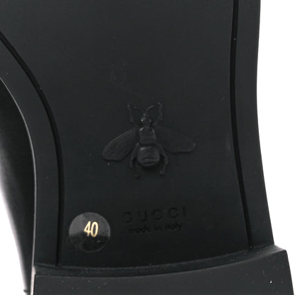 Gucci Flores Calfskin Horsebit Chain Ankle Boots 40 Black 6 of 9