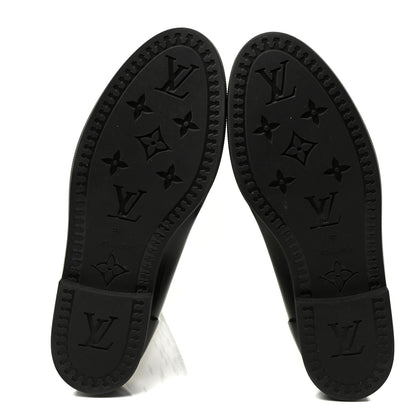 Louis Vuitton Rubber Embossed Monogram Drops High Rain Boots 37 Black 5 of 17