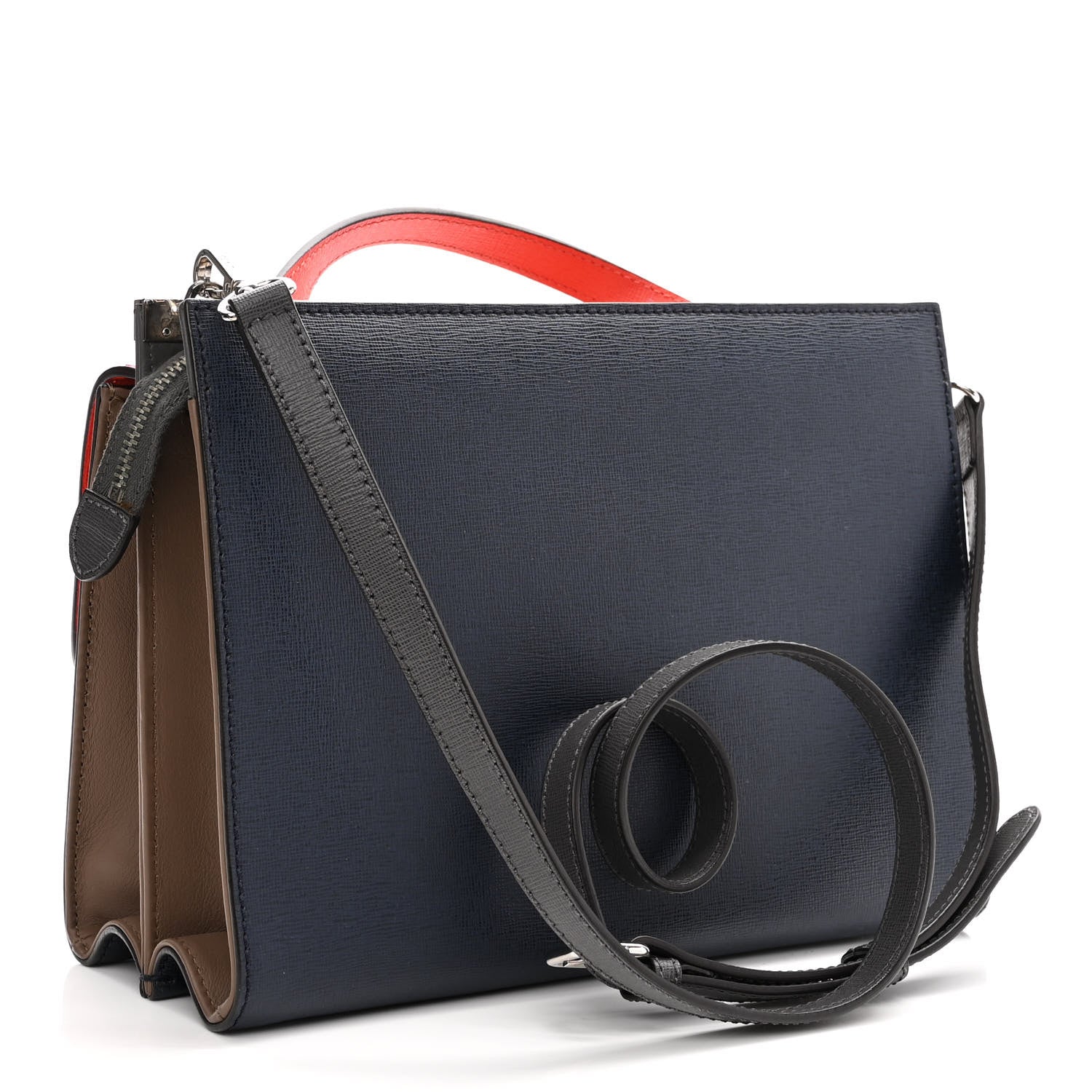 Fendi Vitello Elite Flamingo Colorblock Demi Jour Shoulder Bag Papavero Multicolor Asfalto 3 of 12