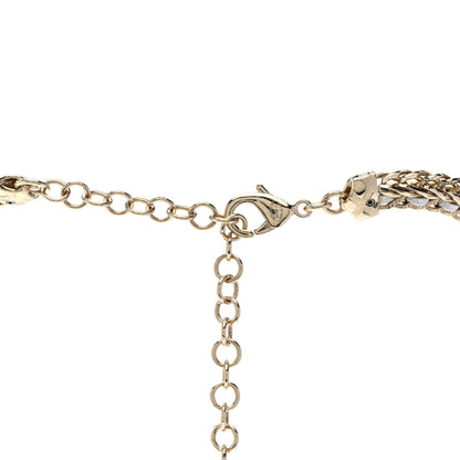 Chanel Metal Lambskin CC Chain Necklace Gold White 4 of 6