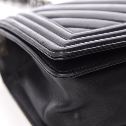 Chanel Calfskin Chevron Quilted Medium Boy Flap Black 10 of 13