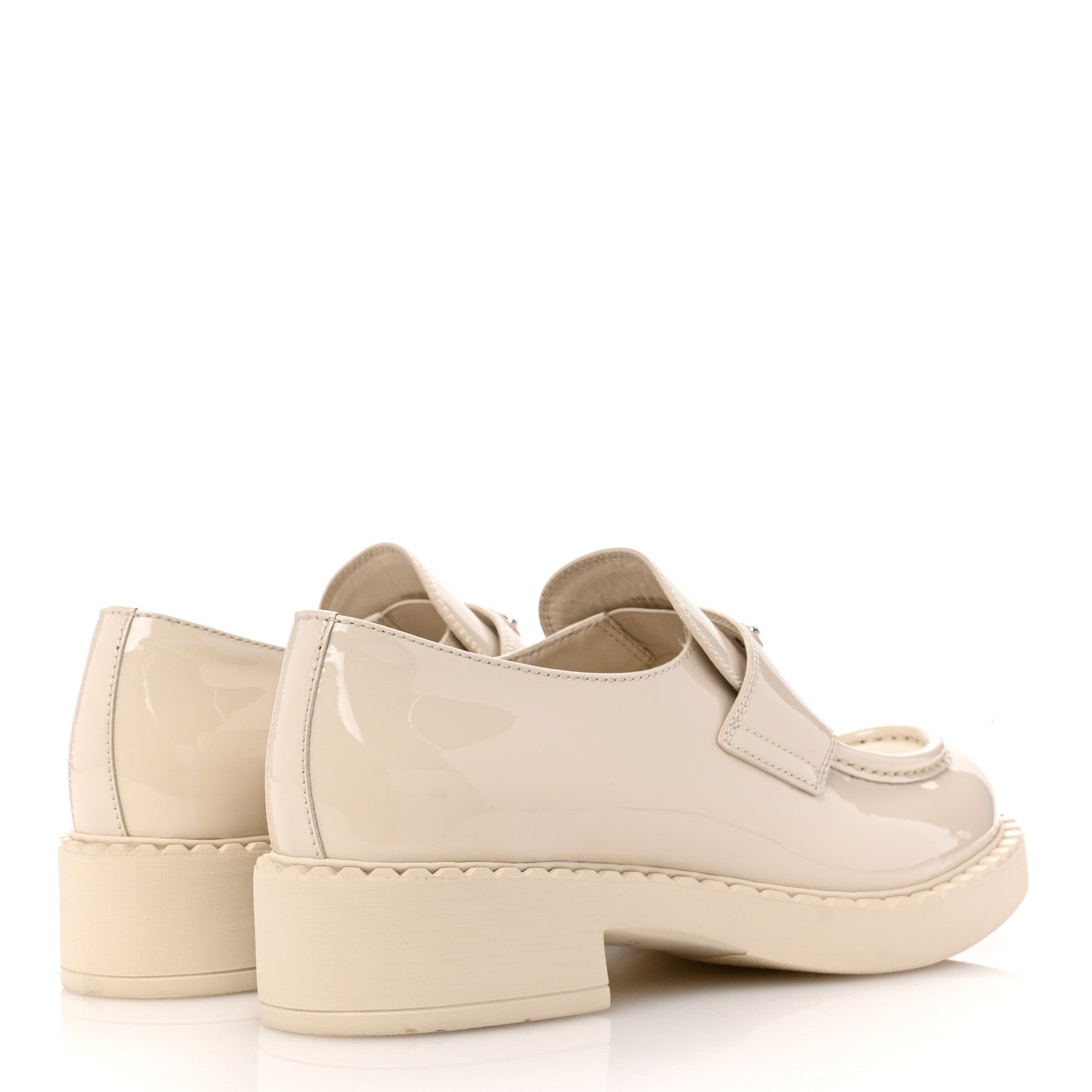 Prada Vernice Metal Triangle Logo 50mm Loafers 39.5 Avorio 5 of 11