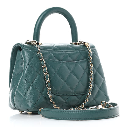 Chanel Caviar Quilted Extra Mini Coco Handle Flap Green 2 of 4