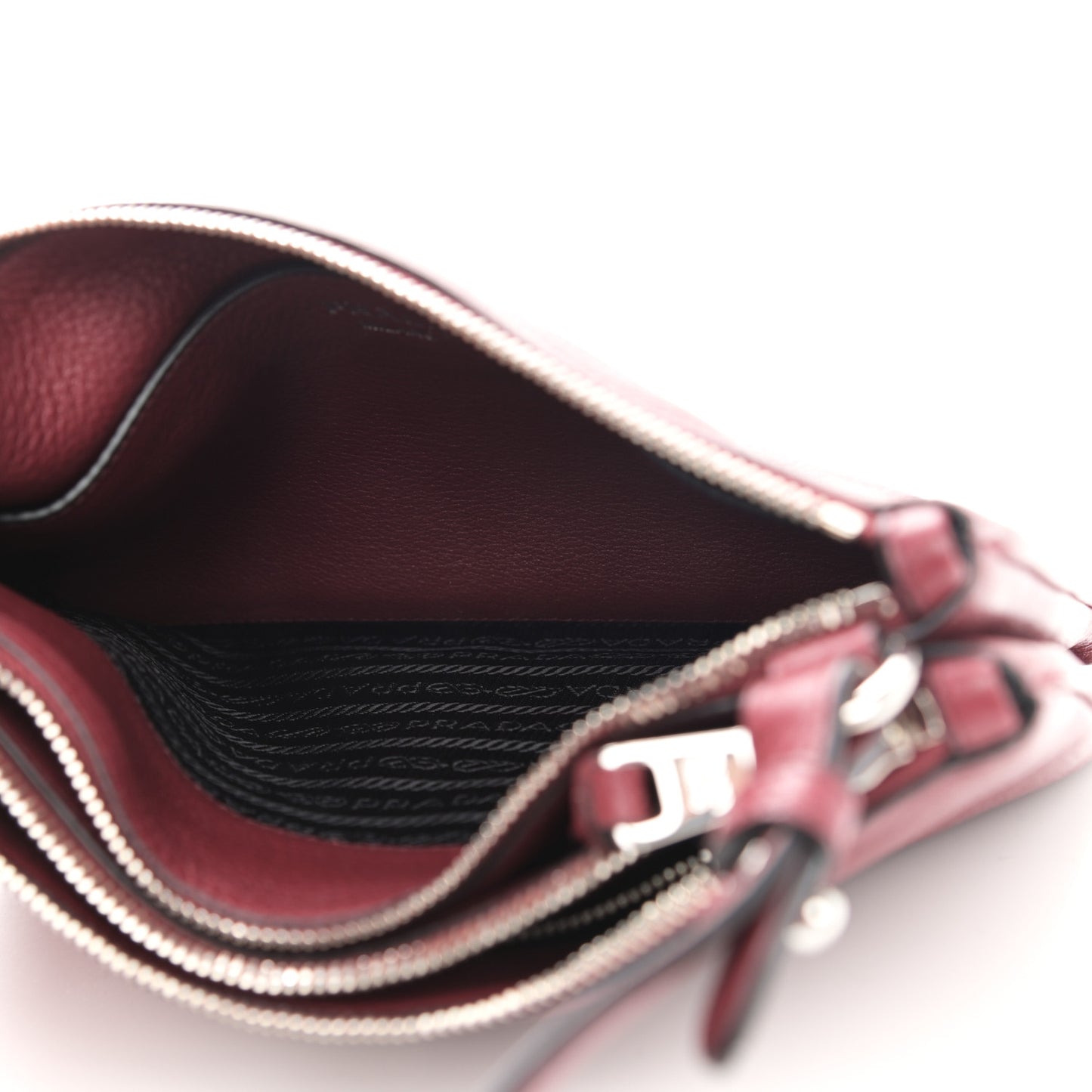 Vitello Phenix Double Zip Crossbody Bag Rubino