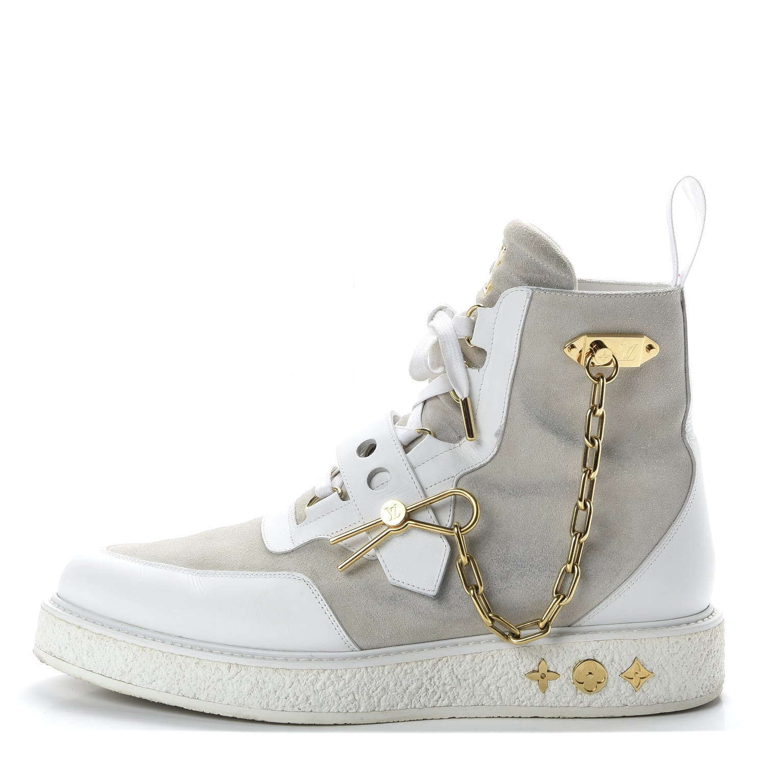 Louis Vuitton Calfskin Suede Mens Creeper Ankle Boots 9.5 White 1 of 9