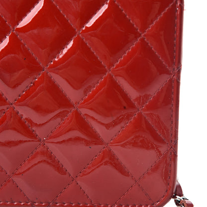 Chanel Patent Quilted Brilliant Wallet On Chain WOC Red 20 of 20