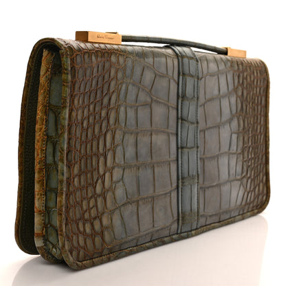 Salvatore Ferragamo Alligator Degrade Iolanda Clutch Cygno 4 of 9