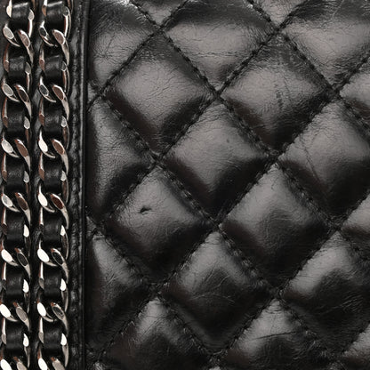 Chanel Glazed Calfskin Quilted Medium Boy Chained Flap Black 12 of 13