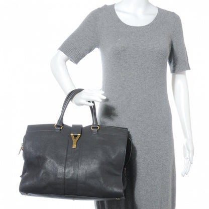 Saint Laurent Leather Large Cabas Chyc Grey 2 of 6
