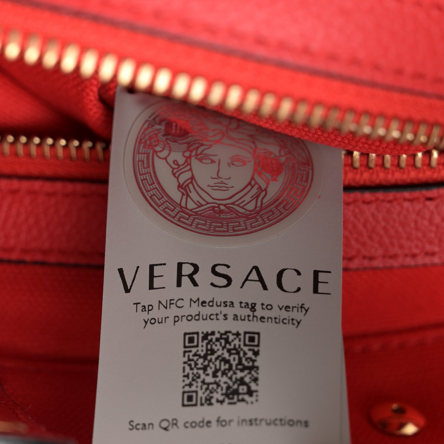 Versace Canvas Calfskin La Medusa Tote Bag Red 7 of 11