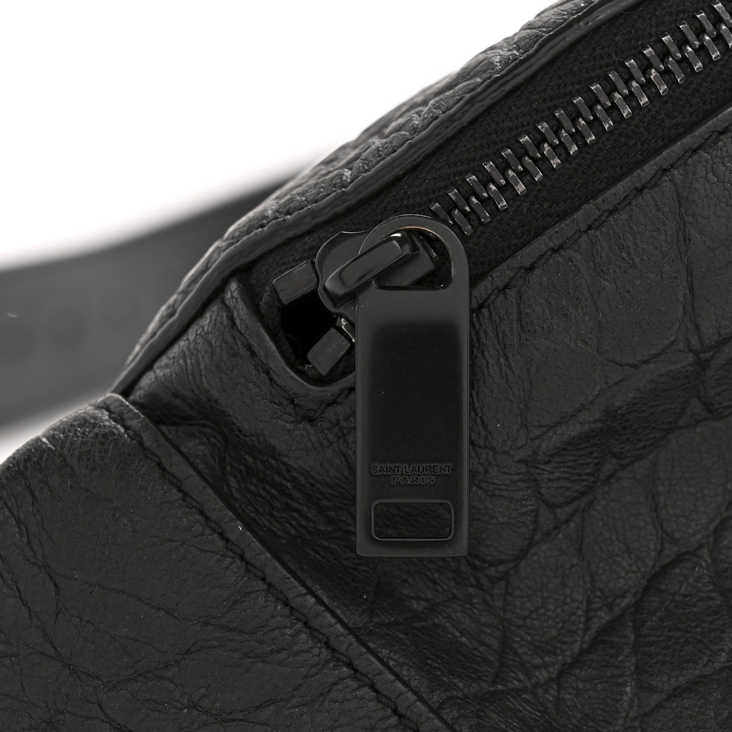 Saint Laurent Calfskin Crocodile Embossed Monogram Belt Bag Black 14 of 14