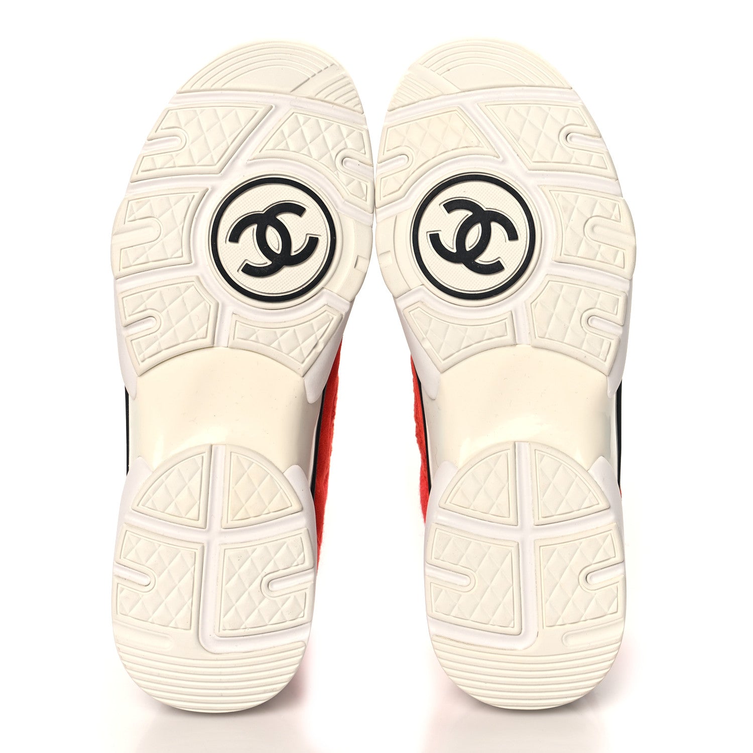 Chanel Tweed Suede Felt CC Sneakers 40 Red 6 of 9
