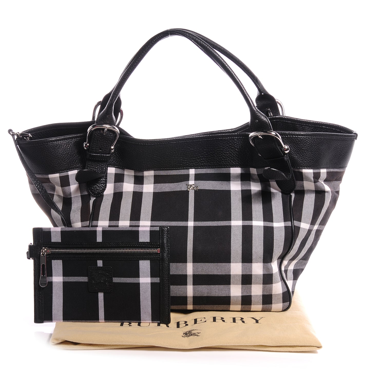 Canvas Check Tote Black