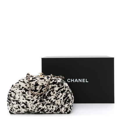 Chanel Lambskin Pony Hair Printed Clutch With Chain Black White 11 of 11
