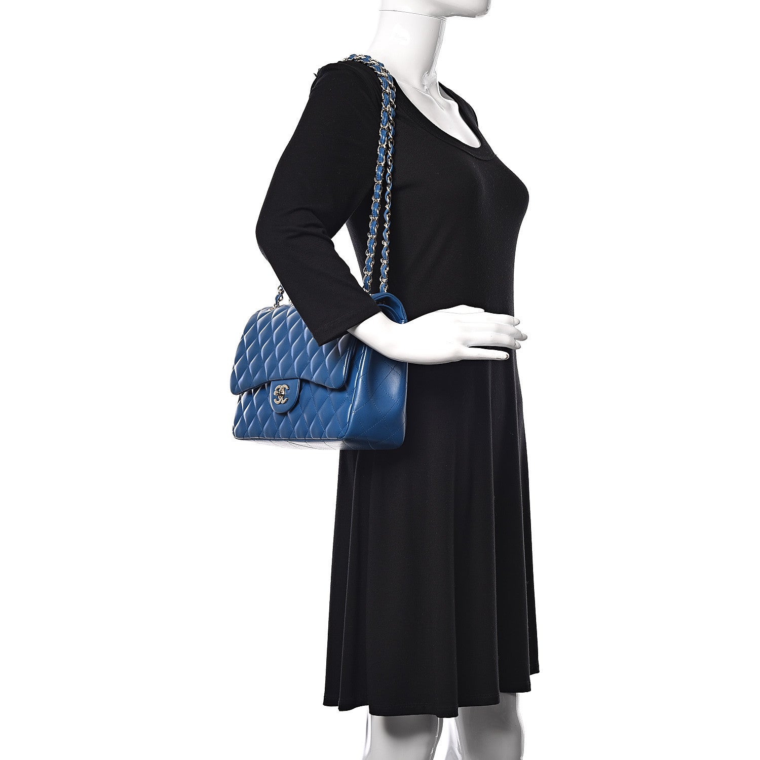 Chanel Lambskin Quilted Jumbo Double Flap Blue 2 of 13