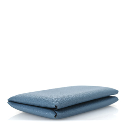 Hermes Chevre Mysore Verso Calvi Card Case New Bleu Jean Havane 4 of 9