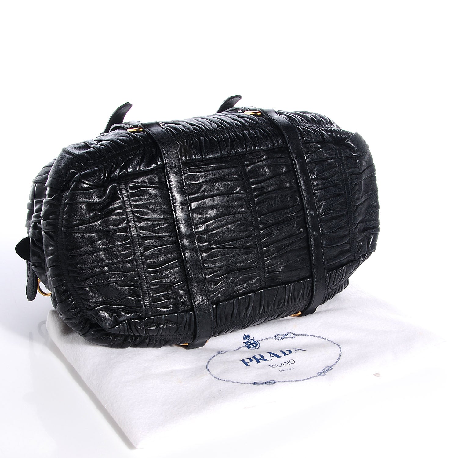 Prada Nappa Gaufre Dome Satchel Black 4 of 10