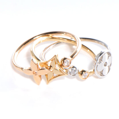 Louis Vuitton 18k White Yellow Pink Gold Diamond Monogram Idylle Rings 58 3 of 10