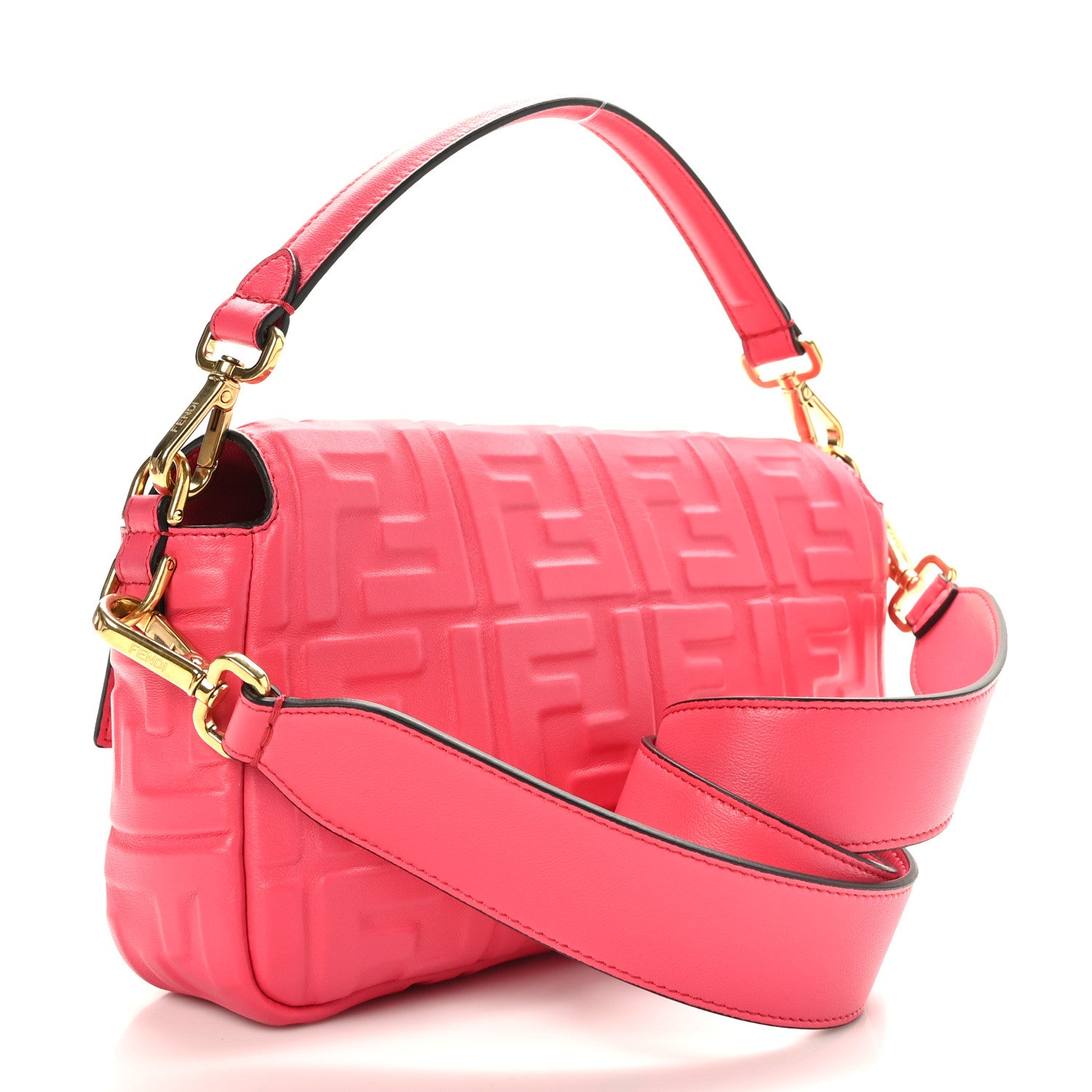 Fendi Nappa FF 1974 Embossed Baguette Lampone 3 of 9