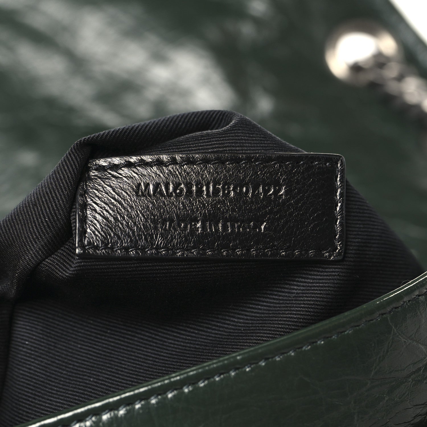 Saint Laurent Crinkled Lambskin Matelasse Monogram Medium Niki Chain Satchel Vert Fonce 7 of 10
