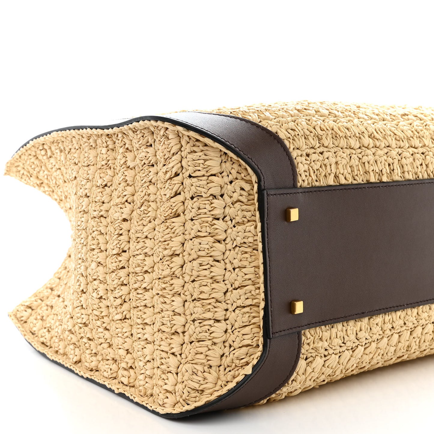 Raffia Calfskin Vlogo Tote Naturale Fondant