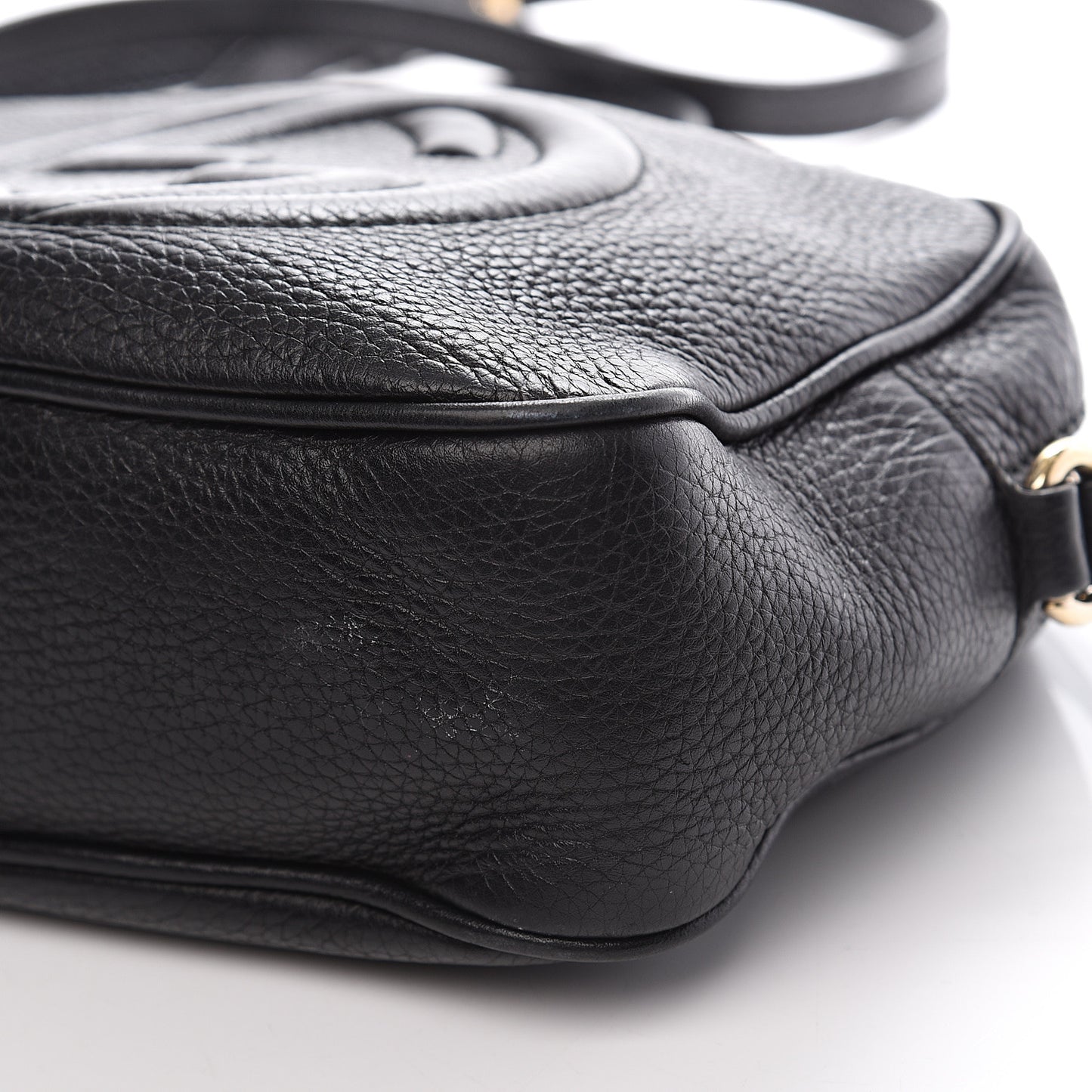 Pebbled Calfskin Small Soho Disco Bag Black