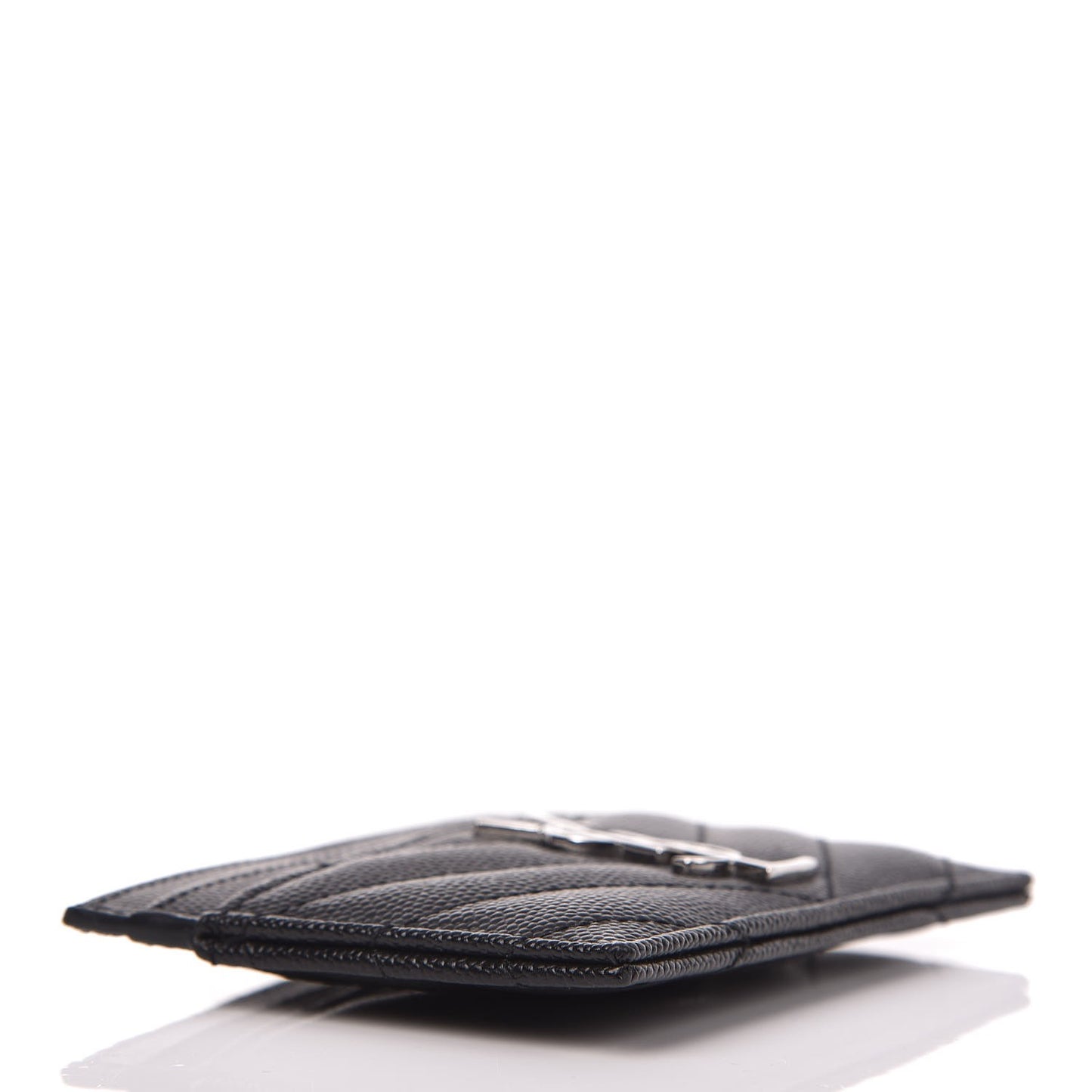 Grain De Poudre Matelasse Chevron Monogram Credit Card Case Black