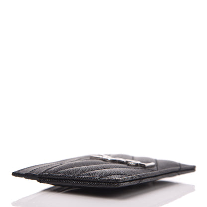 Saint Laurent Grain De Poudre Matelasse Chevron Monogram Credit Card Case Black 4 of 8