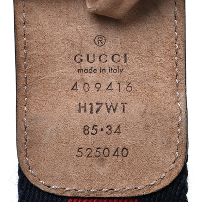 Gucci Nylon Calfskin Double G Web 40mm Belt 85 34 Blue Red Black 3 of 5