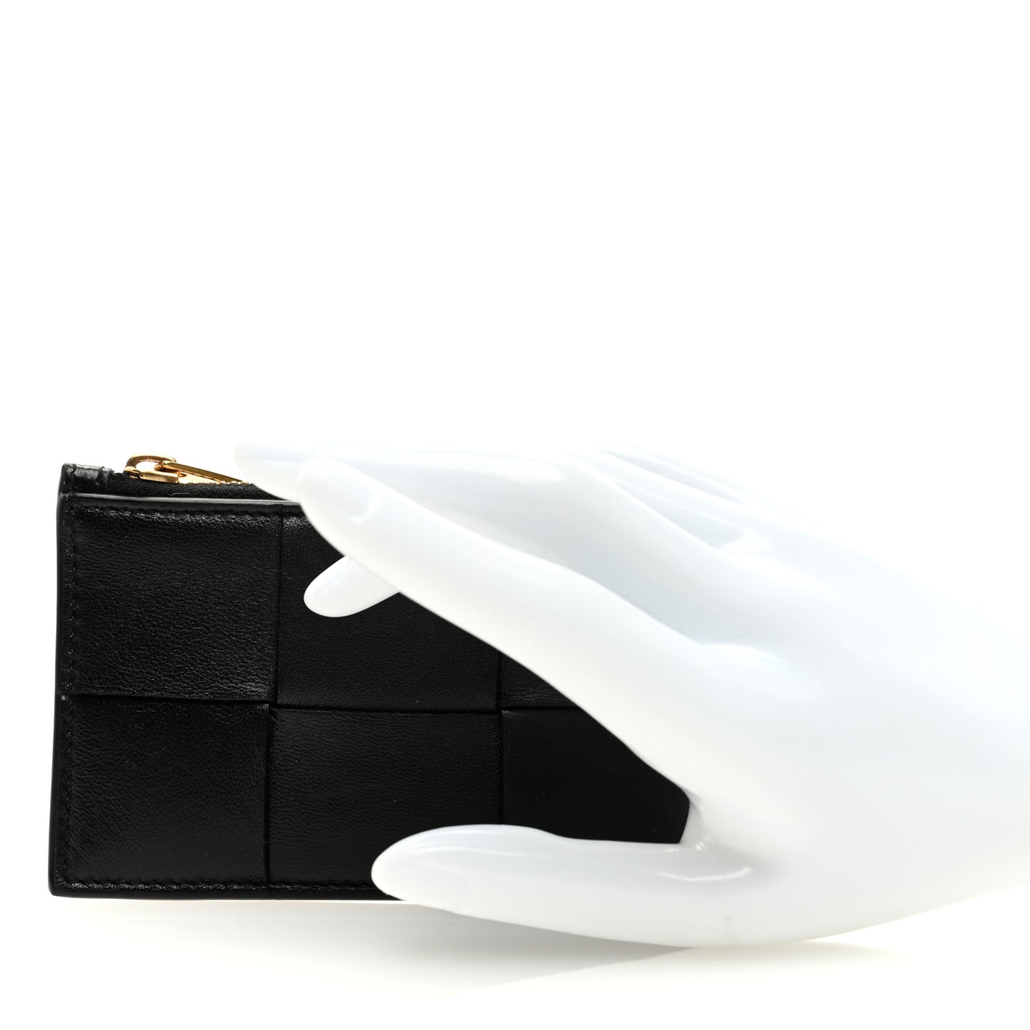Nappa Maxi Intrecciato Zip Card Holder Black