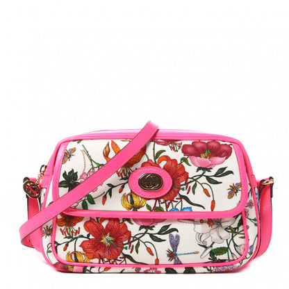 Gucci Canvas Flora Floral Shoulder Bag White Fuchsia Fluo 1 of 8