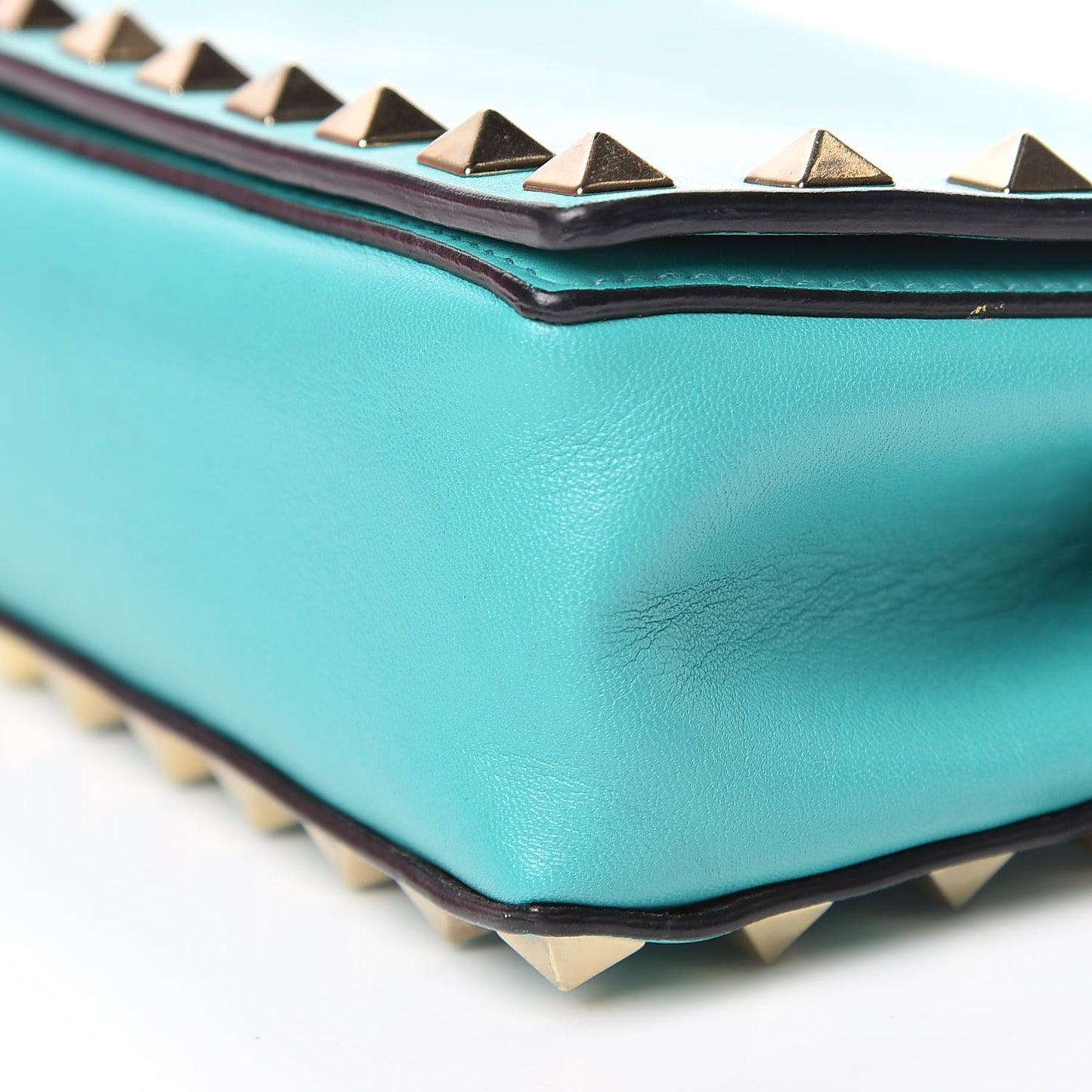 Vitello Small Rockstud Chain Flap Crossbody Bag Opaline Green