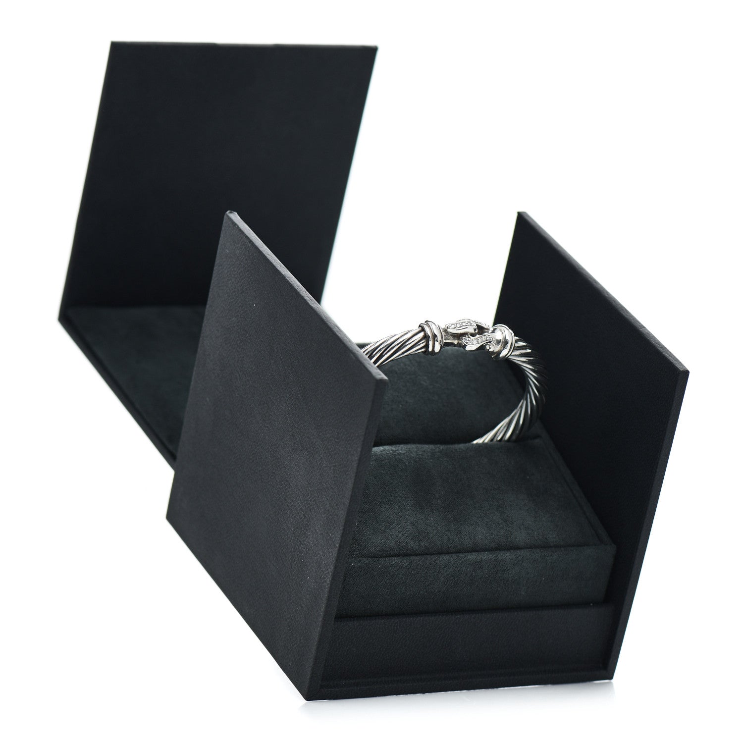 David Yurman Sterling Silver Diamond 7mm Cable Buckle Cuff Bracelet 5 of 5