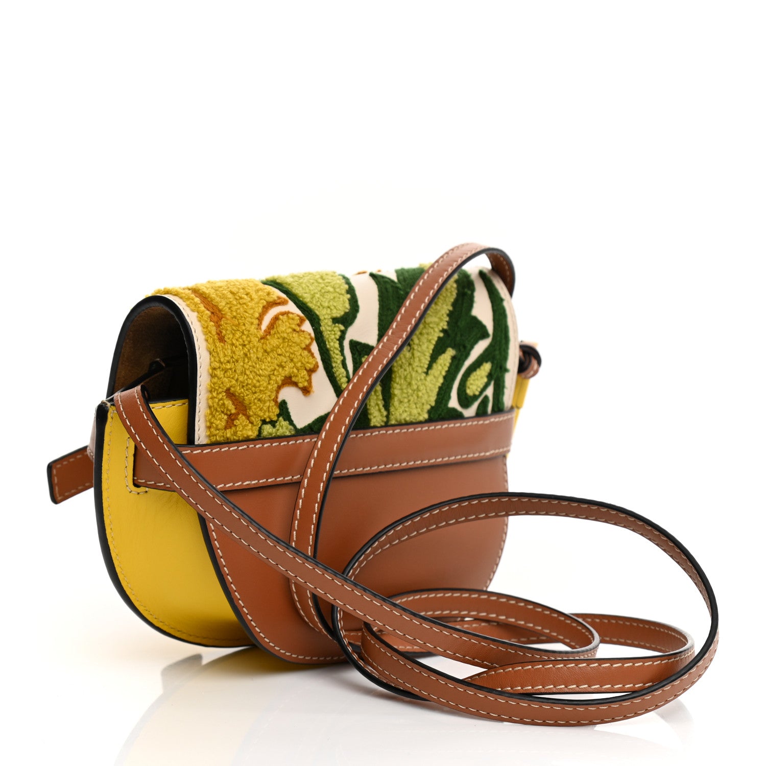 Loewe Calfskin Embroidered Floral Mini Gate Crossbody Bag Yellow 4 of 19