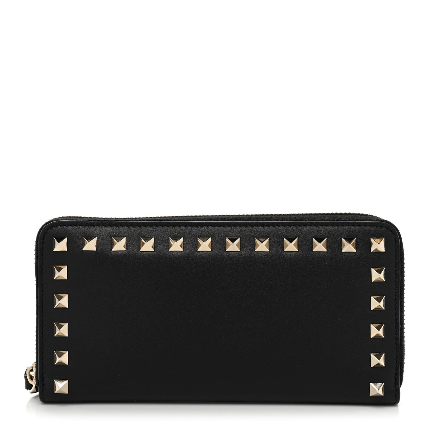 Vitello Rockstud Zip Around Wallet Black