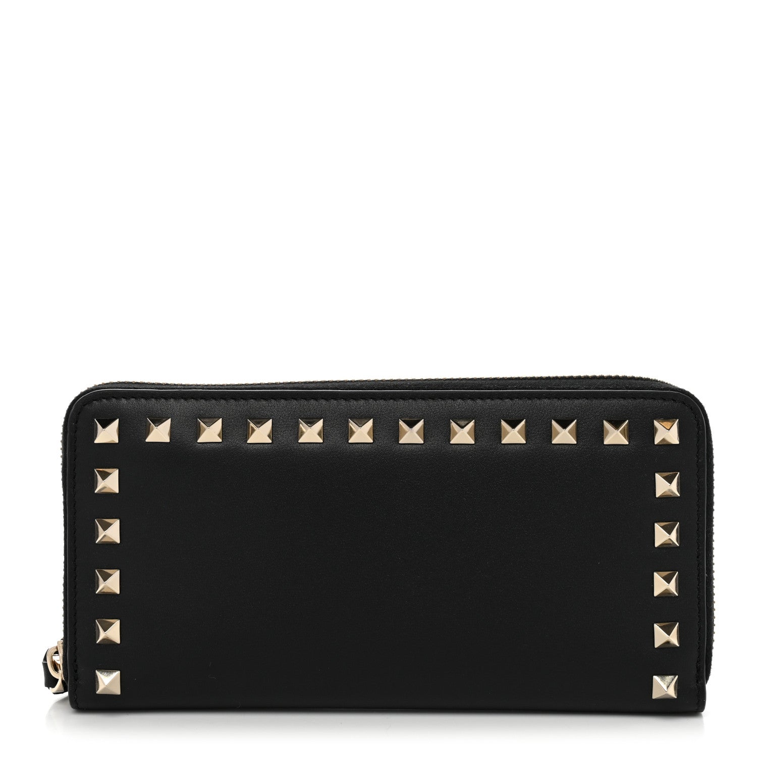 Valentino Garavani Vitello Rockstud Zip Around Wallet Black 1 of 7