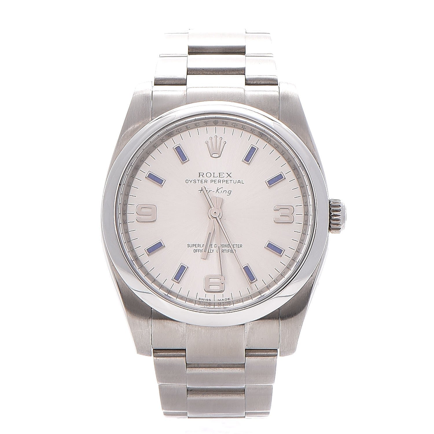 Rolex Stainless Steel 34mm Oyster Perpetual Air-King Watch Blue Index 114200 1 of 8