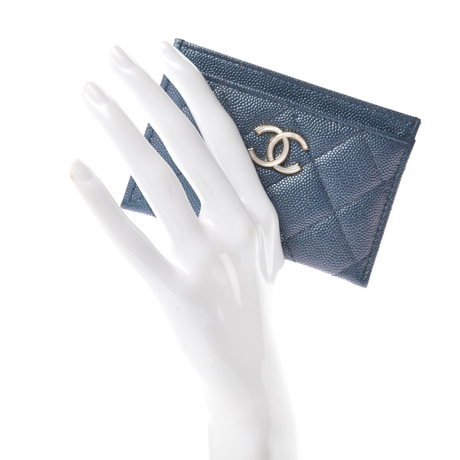 Chanel Iridescent Caviar Quilted Card Holder Dark Blue 2 of 9