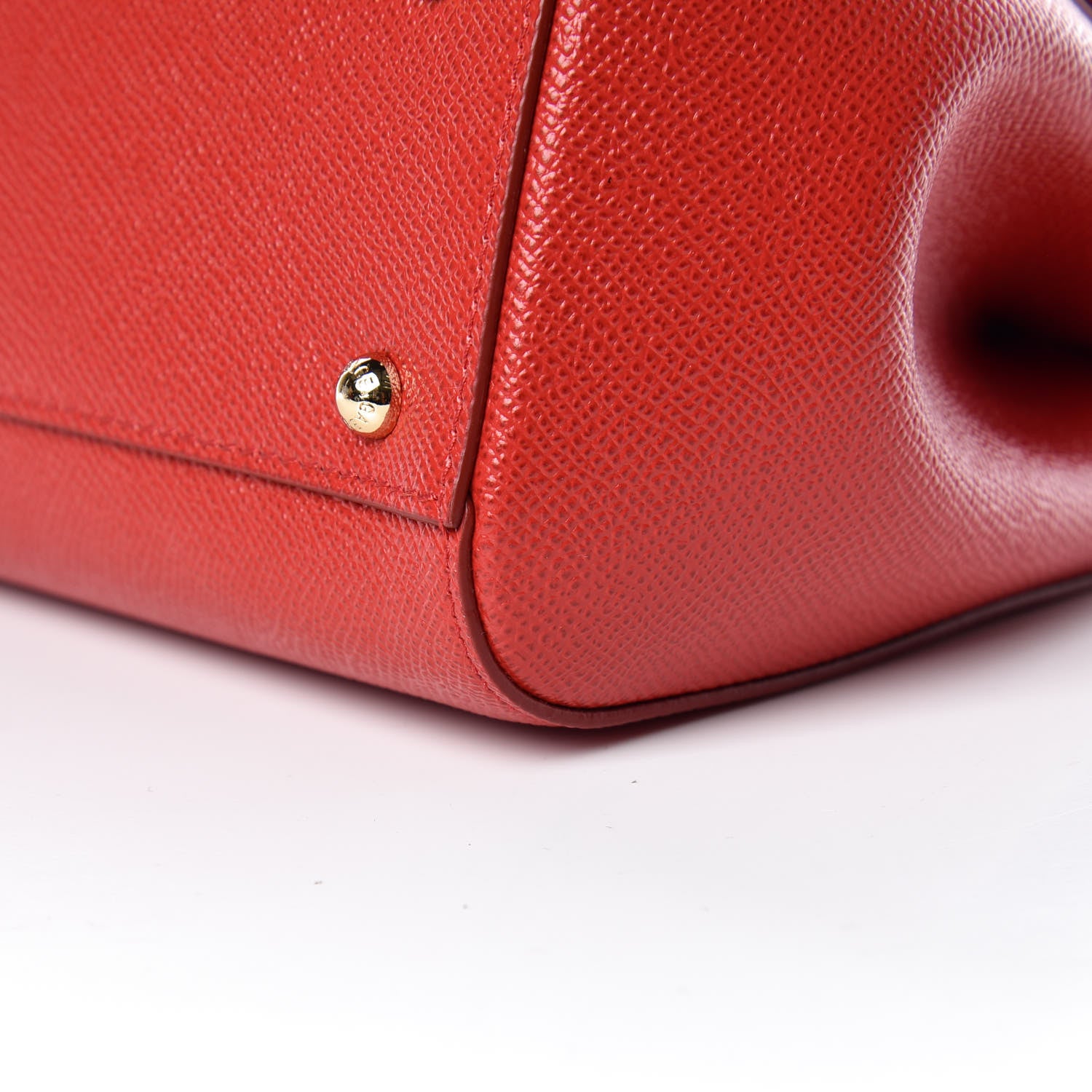 Dolce & Gabbana Dauphine Studded Medium DG Family Patch Miss Sicily Satchel Red 11 of 13