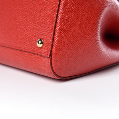 Dolce & Gabbana Dauphine Studded Medium DG Family Patch Miss Sicily Satchel Red 11 of 13
