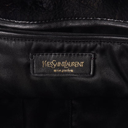 Saint Laurent Patent Crocodile Embossed Tribute Tote Black 8 of 16