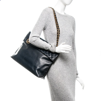 Chanel Calfskin Quilted Shoulder Bag Navy Blue 2 of 8