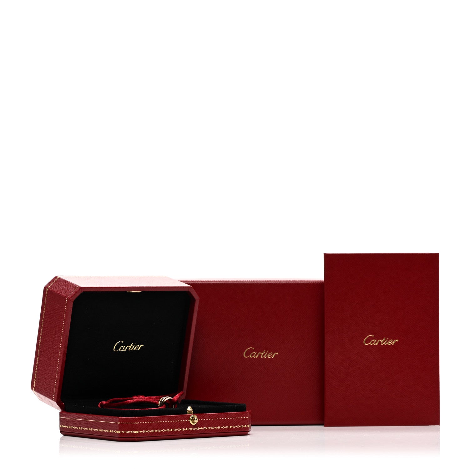 Cartier 18K Pink Yellow White Gold Trinity Cord Bracelet Red 4 of 4