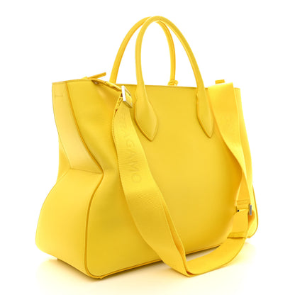 Salvatore Ferragamo Calfskin Large Star Tote Yellow 3 of 11