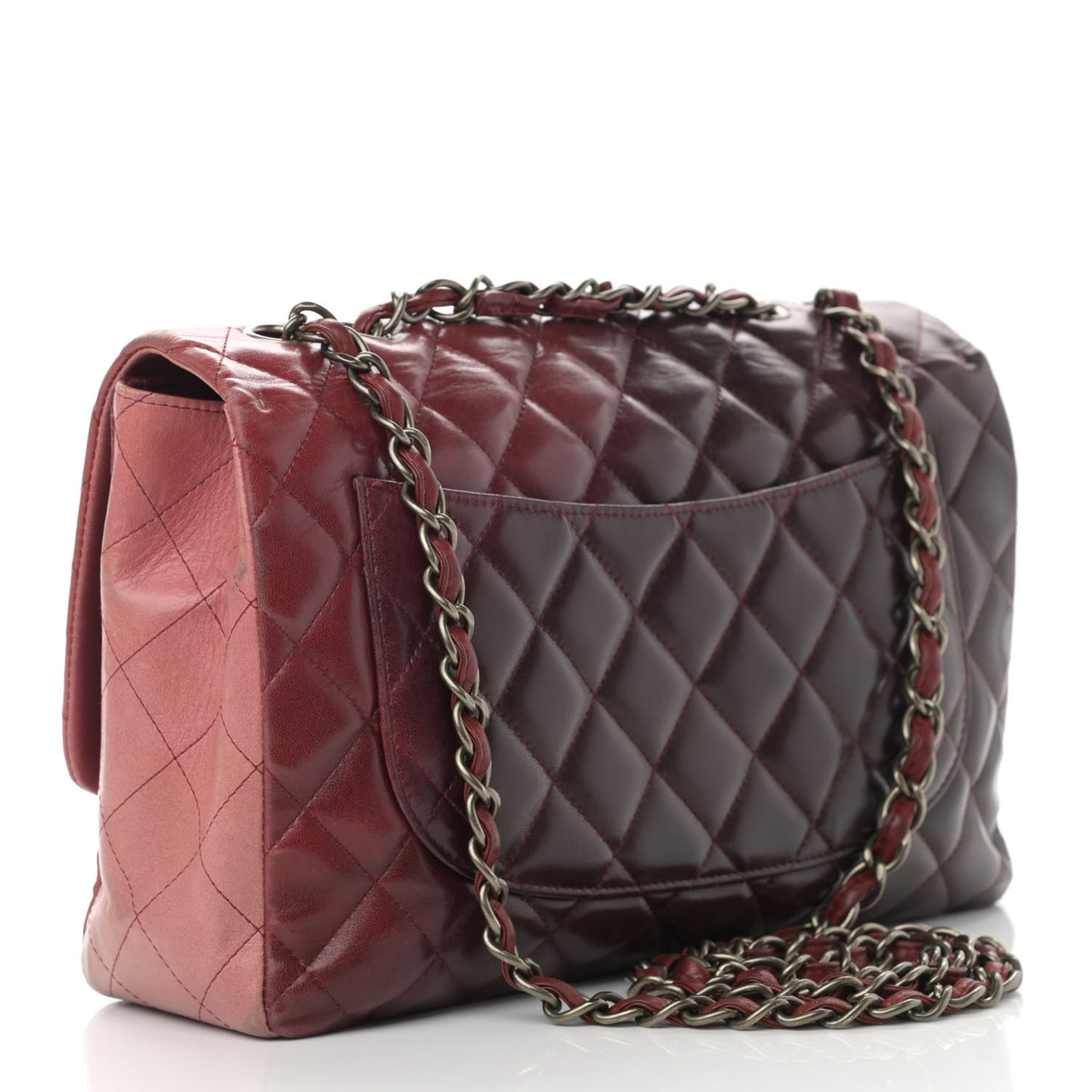 Lambskin Degrade Quilted Jumbo Single Flap Red
