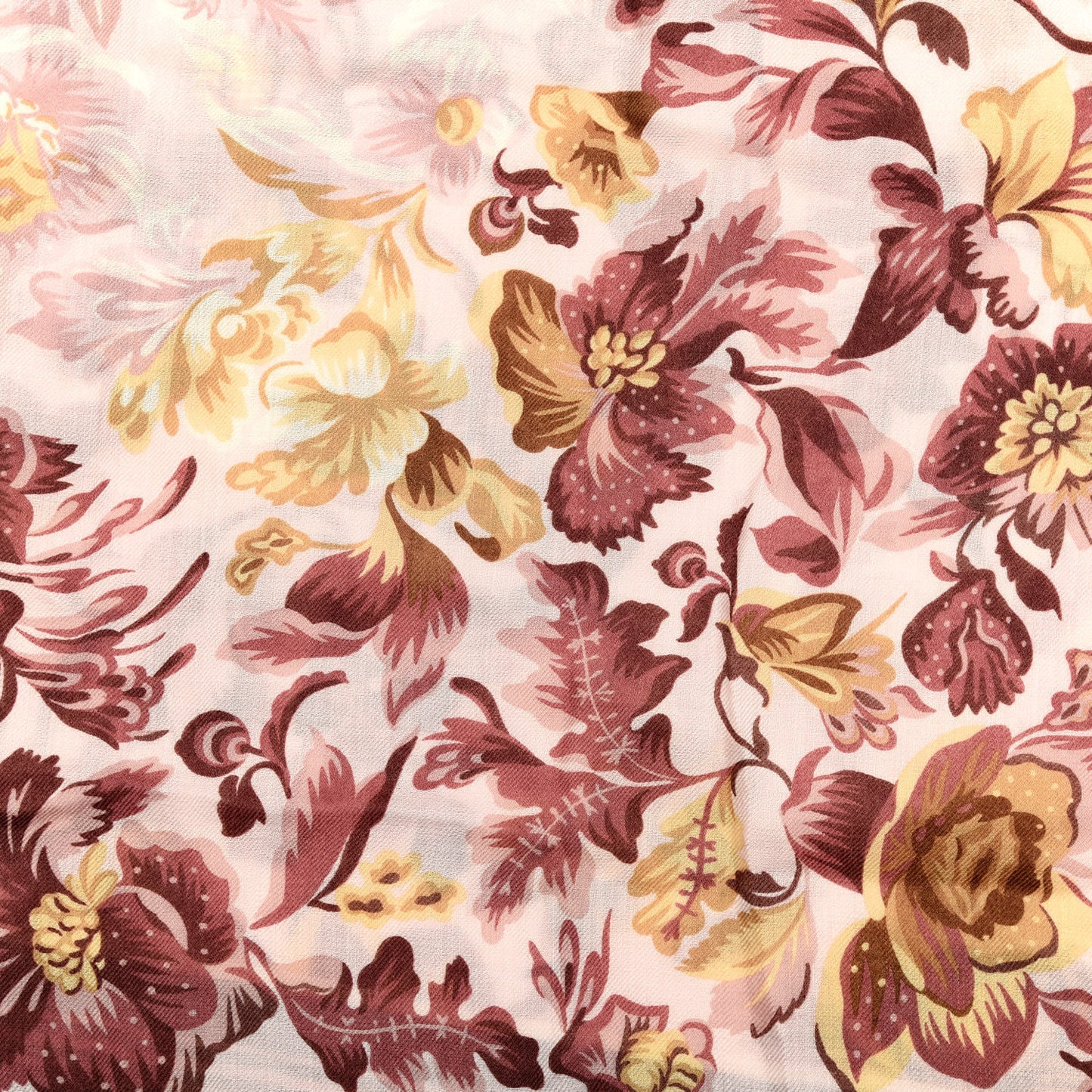 Cashmere Floral Scarf Pink Burgundy